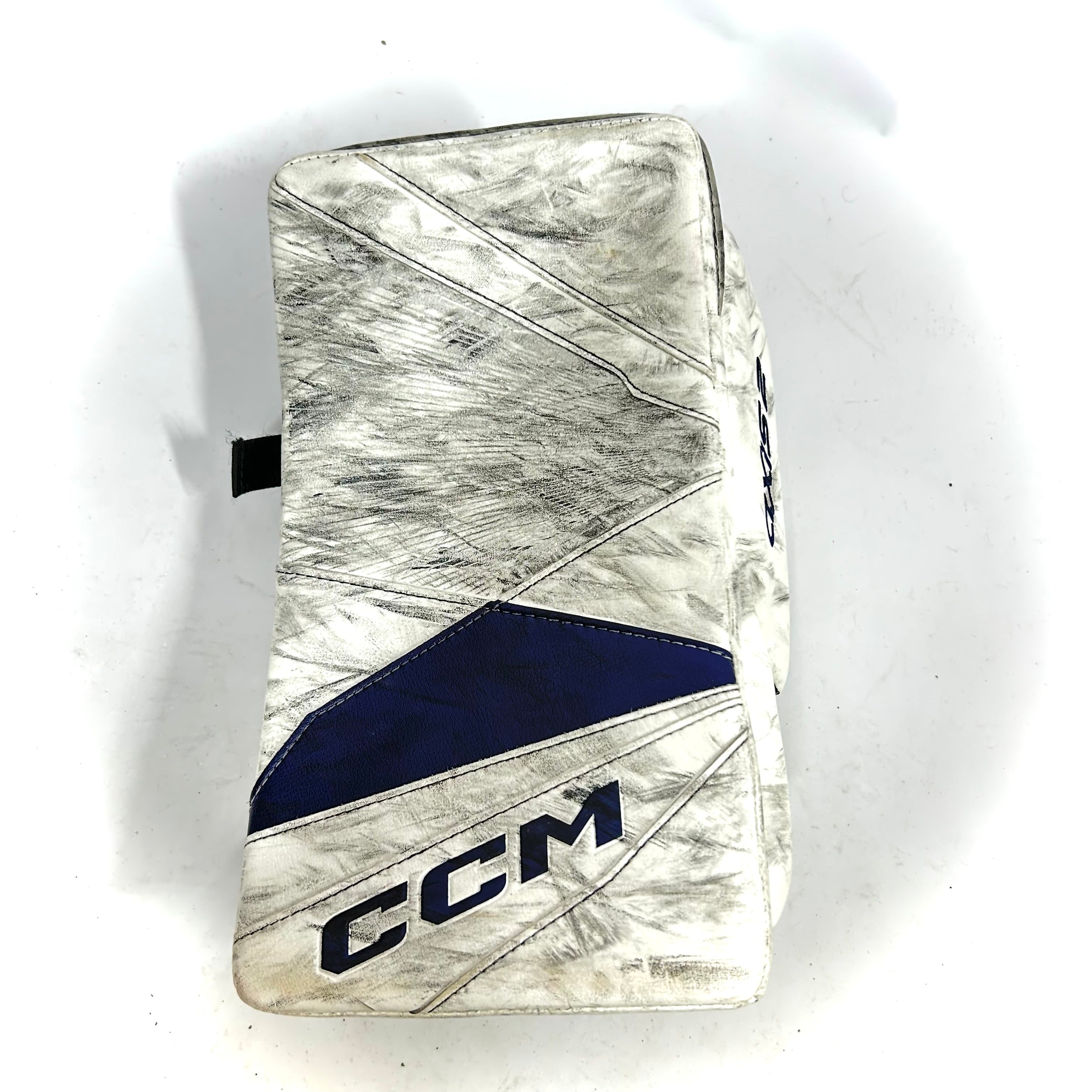 CCM Axis 2 - Bloqueur de gardien de but AHL Pro Stock d'occasion (blanc/bleu marine)